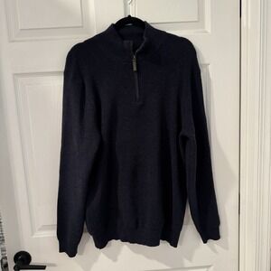 Daniel‎ Bishop 1/4 Zip Cable Knit Sweater XL Blue Men's X-Large Pullover Fisher